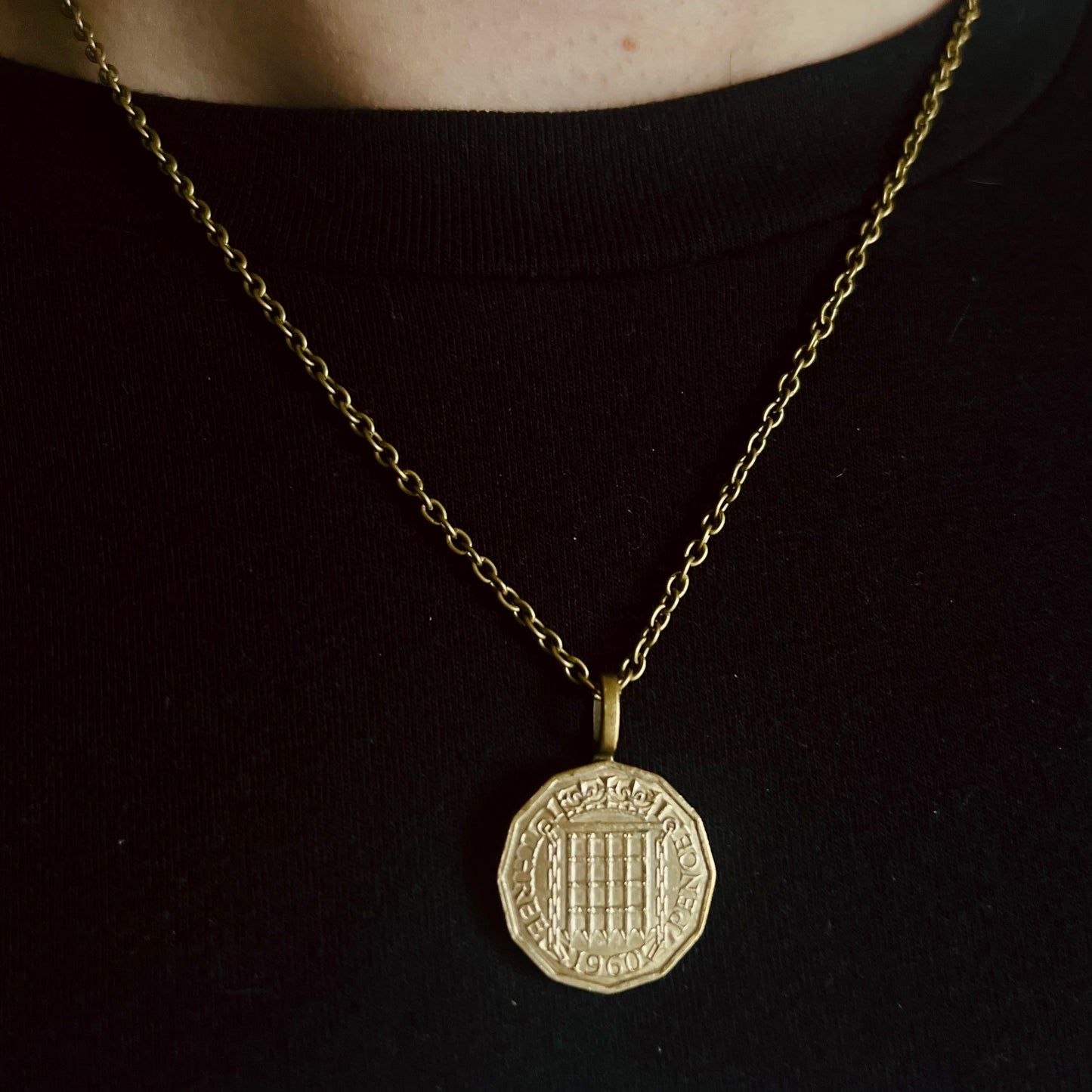 British Three Pence "Portcullis Gate" Coin Necklace
