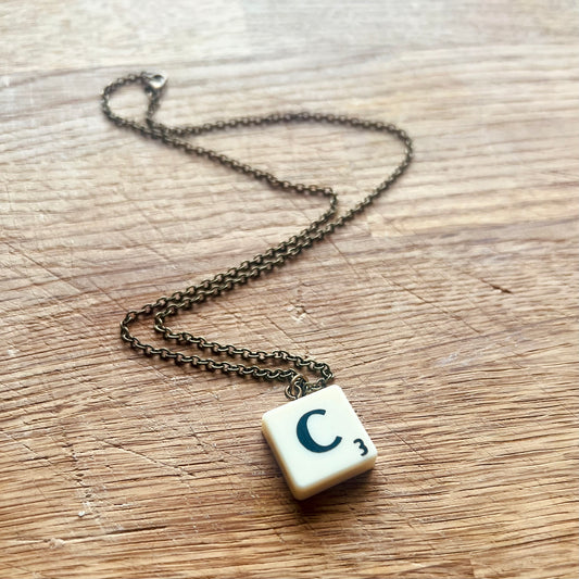Vintage Scrabble Letter Necklace