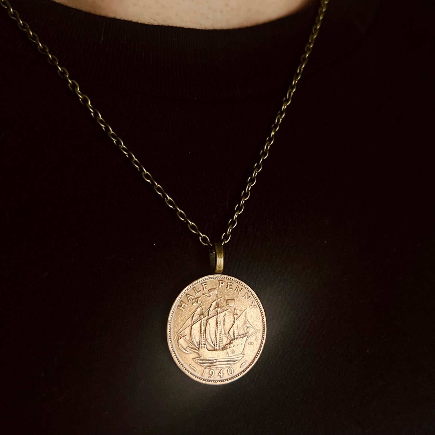 British Half Penny Coin Necklace