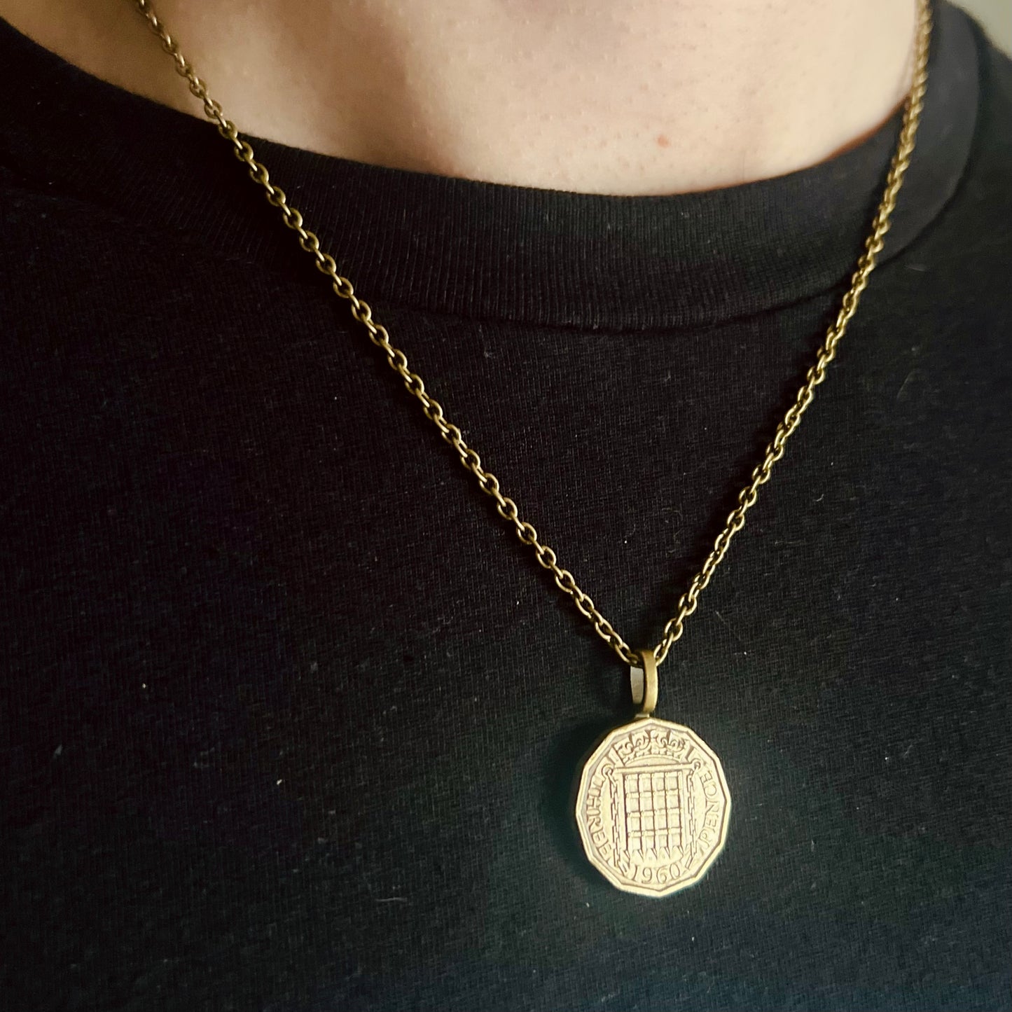 British Three Pence "Portcullis Gate" Coin Necklace