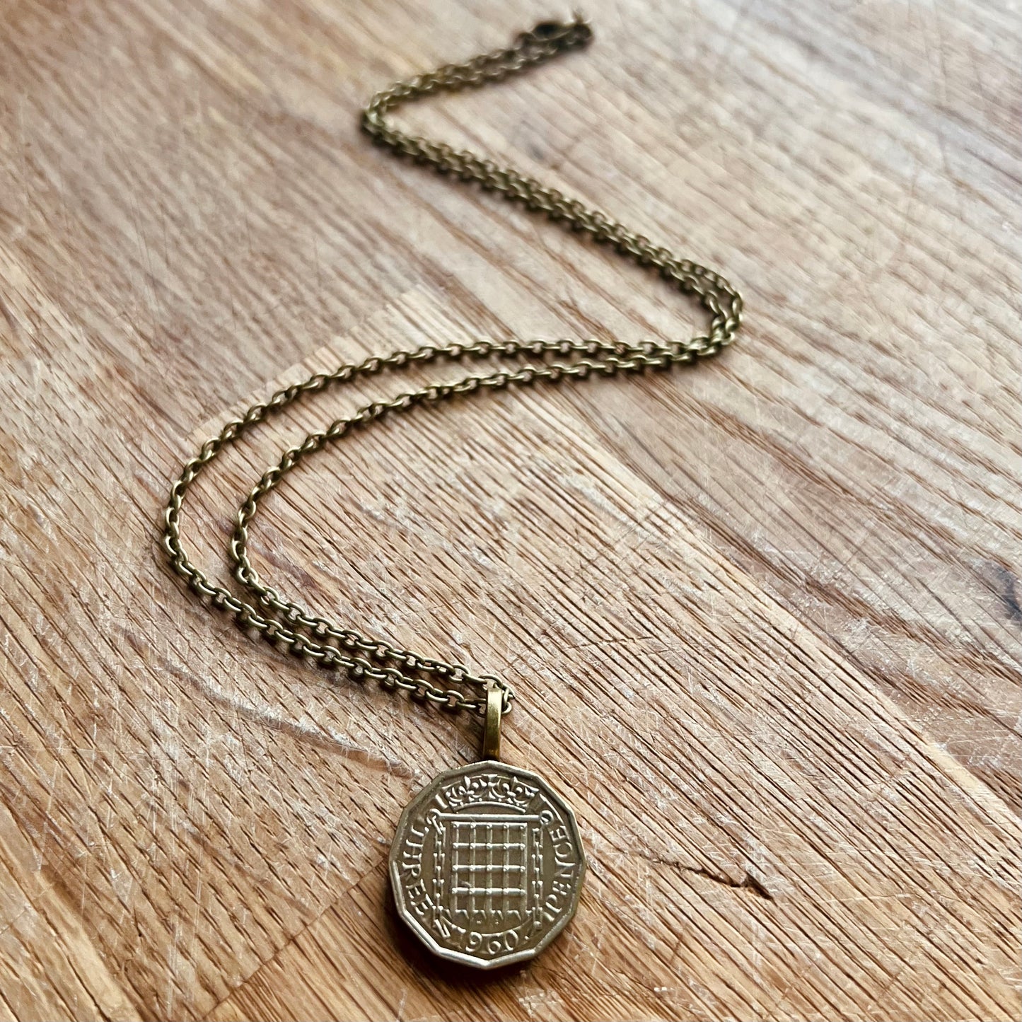 British Three Pence "Portcullis Gate" Coin Necklace