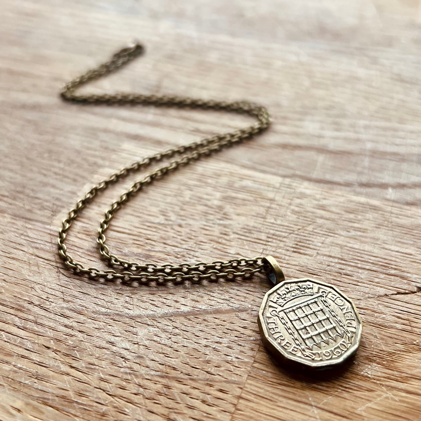 British Three Pence "Portcullis Gate" Coin Necklace